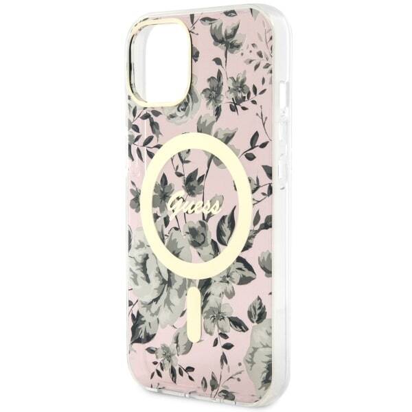 ETUI GUESS FLOWER MAGSAFE DO IPHONE 14 PLUS / 15 PLUS PINK