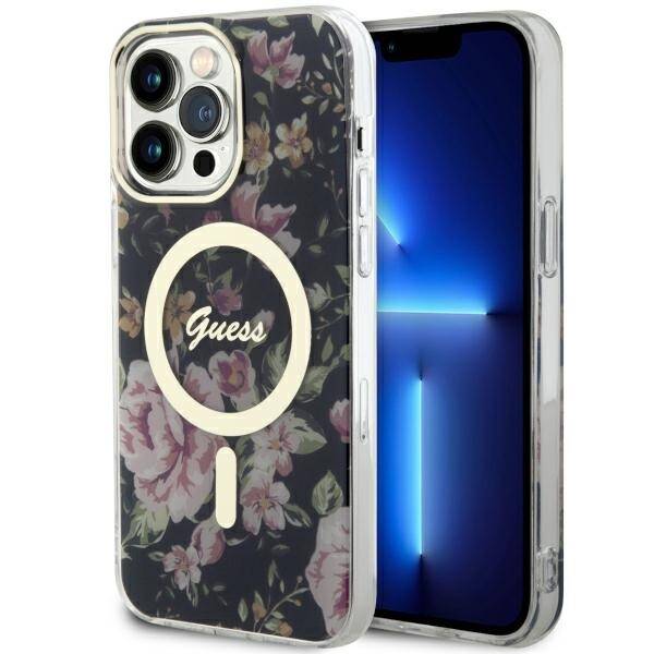 ETUI GUESS FLOWER MAGSAFE DO IPHONE 14 PRO MAX BLACK