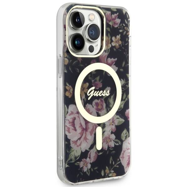 ETUI GUESS FLOWER MAGSAFE DO IPHONE 14 PRO MAX BLACK