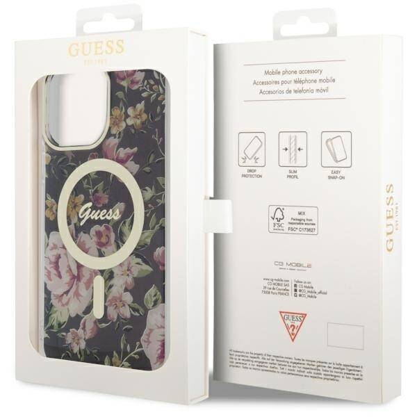 ETUI GUESS FLOWER MAGSAFE DO IPHONE 14 PRO MAX BLACK