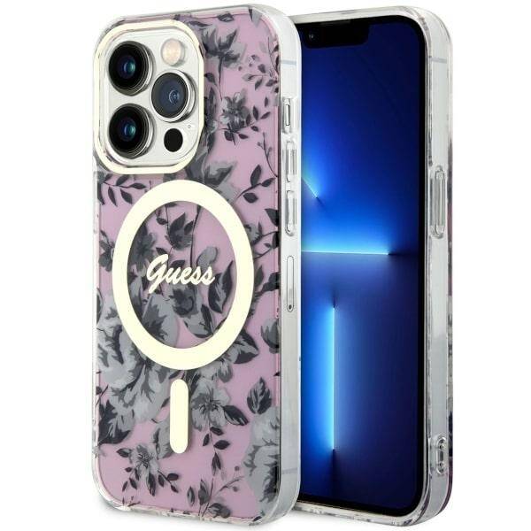 ETUI GUESS FLOWER MAGSAFE DO IPHONE 14 PRO MAX PINK