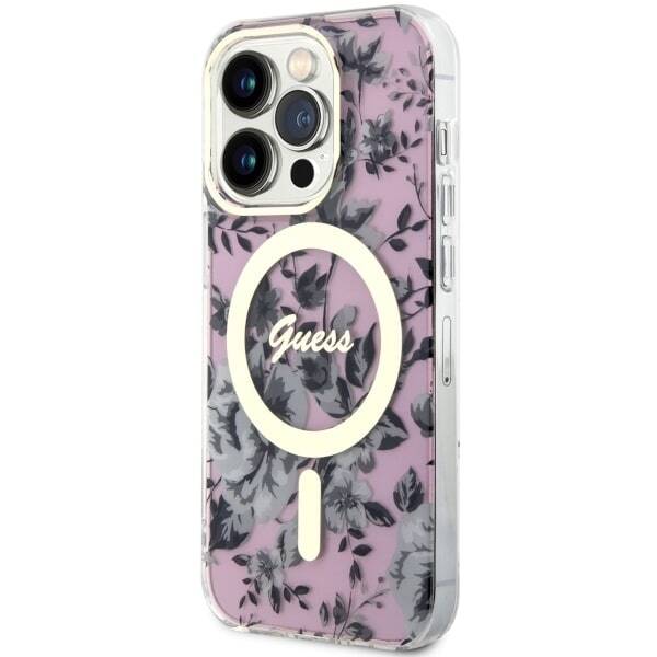 ETUI GUESS FLOWER MAGSAFE DO IPHONE 14 PRO MAX PINK