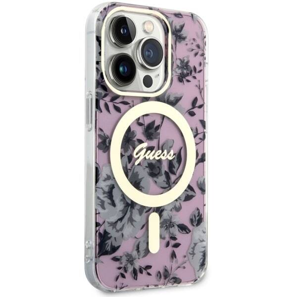 ETUI GUESS FLOWER MAGSAFE DO IPHONE 14 PRO MAX PINK