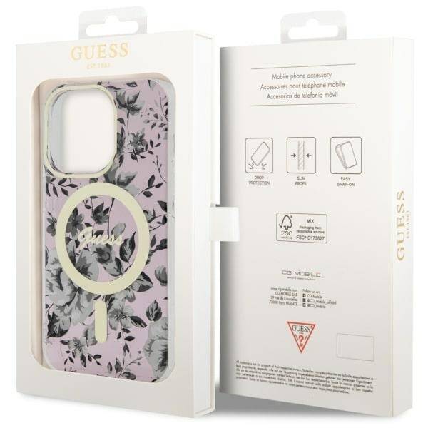 ETUI GUESS FLOWER MAGSAFE DO IPHONE 14 PRO MAX PINK