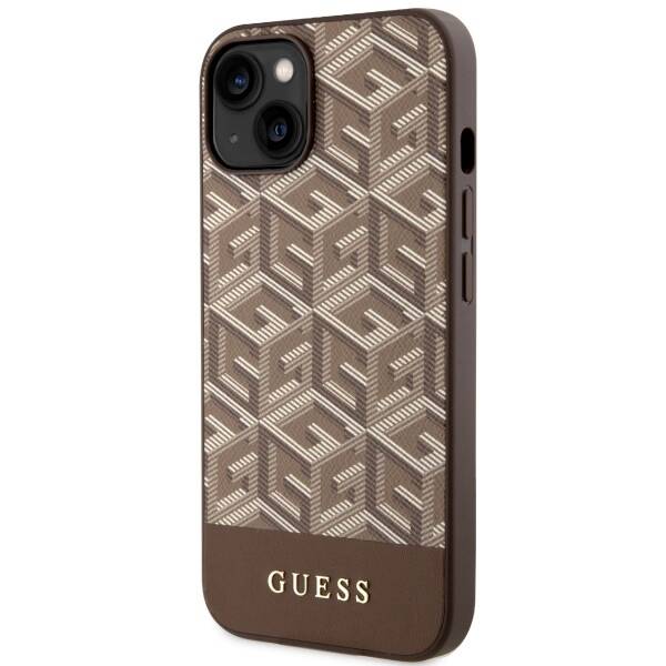 ETUI GUESS GCUBE STRIPES MAGSAFE DO IPHONE 14 PLUS / 15 PLUS BROWN