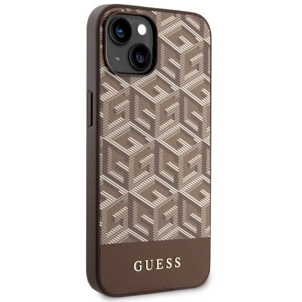 ETUI GUESS GCUBE STRIPES MAGSAFE DO IPHONE 14 PLUS / 15 PLUS BROWN