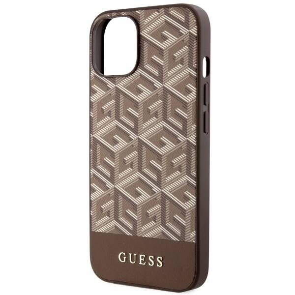 ETUI GUESS GCUBE STRIPES MAGSAFE DO IPHONE 14 PLUS / 15 PLUS BROWN