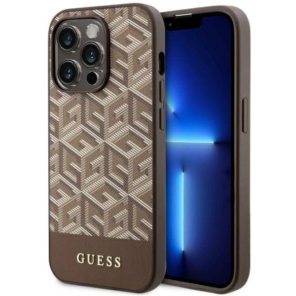 ETUI GUESS GCUBE STRIPES MAGSAFE DO IPHONE 14 PRO BROWN