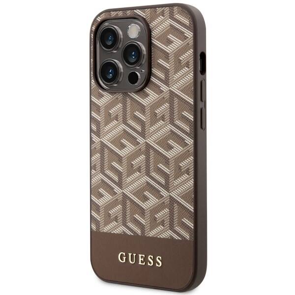 ETUI GUESS GCUBE STRIPES MAGSAFE DO IPHONE 14 PRO BROWN