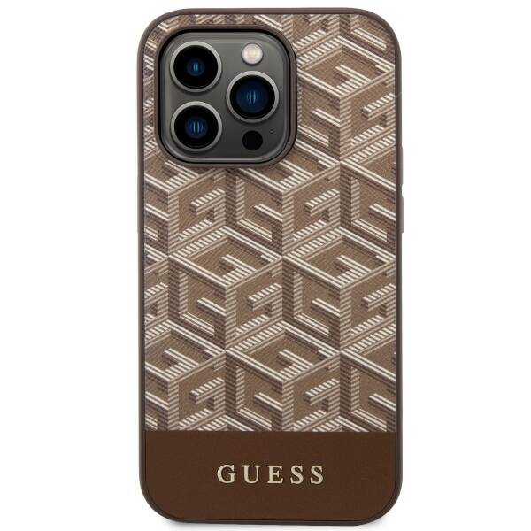 ETUI GUESS GCUBE STRIPES MAGSAFE DO IPHONE 14 PRO BROWN