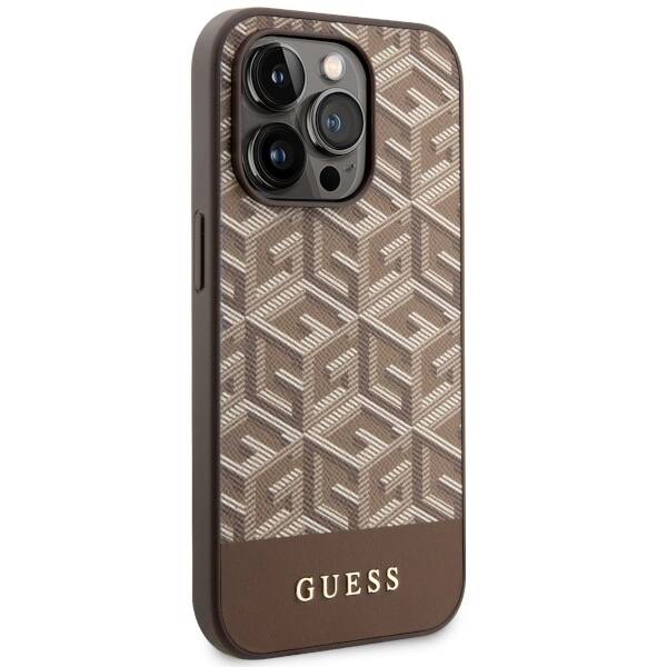 ETUI GUESS GCUBE STRIPES MAGSAFE DO IPHONE 14 PRO BROWN