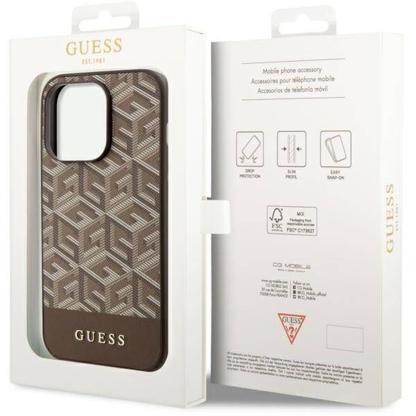 ETUI GUESS GCUBE STRIPES MAGSAFE DO IPHONE 14 PRO BROWN