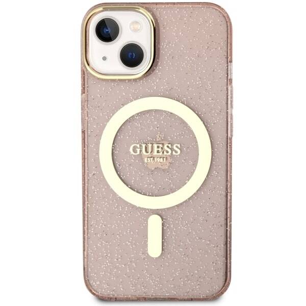 ETUI GUESS GLITTER GOLD MAGSAFE DO IPHONE 14 / 15 PINK