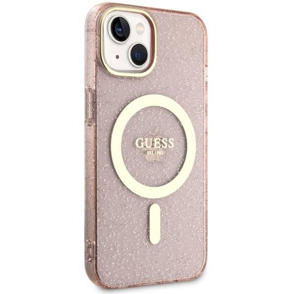 ETUI GUESS GLITTER GOLD MAGSAFE DO IPHONE 14 / 15 PINK