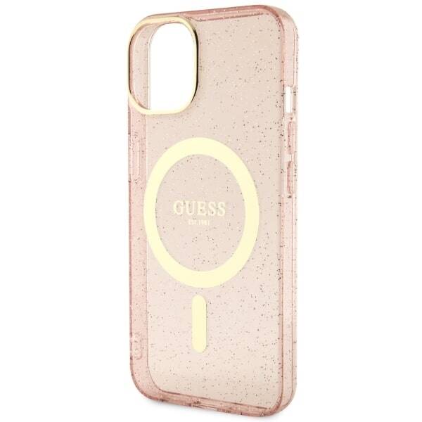 ETUI GUESS GLITTER GOLD MAGSAFE DO IPHONE 14 / 15 PINK