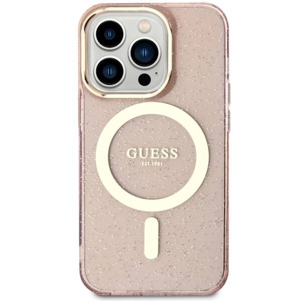 ETUI GUESS GLITTER GOLD MAGSAFE DO IPHONE 14 PRO MAX PINK