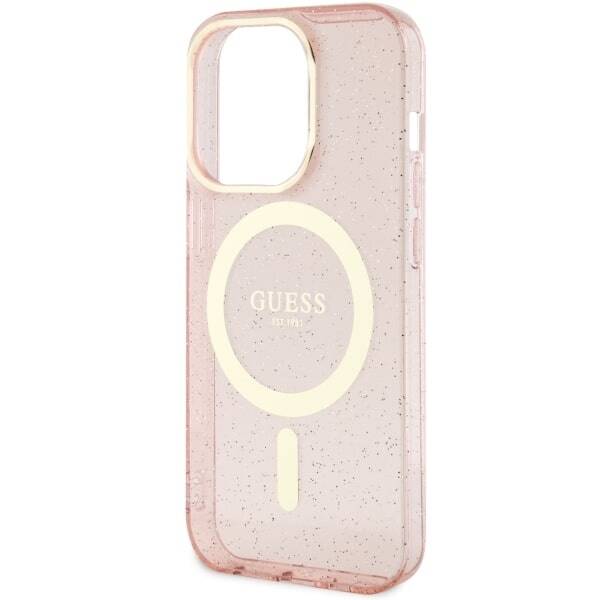 ETUI GUESS GLITTER GOLD MAGSAFE DO IPHONE 14 PRO MAX PINK