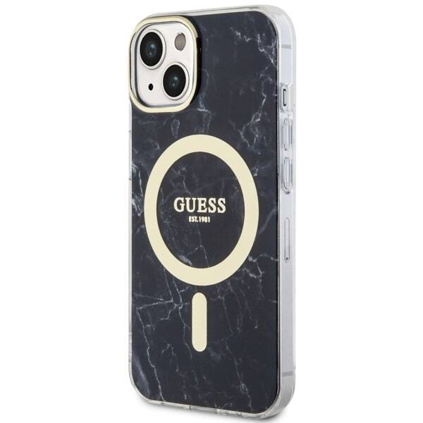 ETUI GUESS GOLDEN MARBLE MAGSAFE DO IPHONE 14 / 15 BLACK