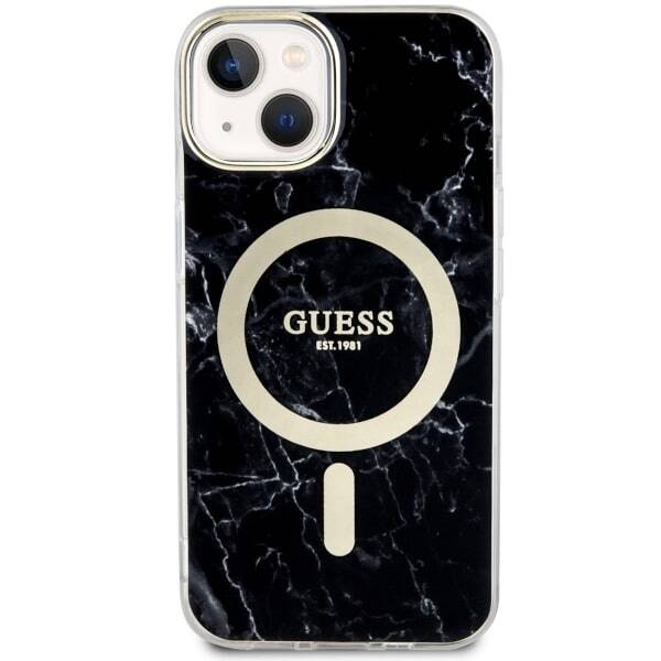 ETUI GUESS GOLDEN MARBLE MAGSAFE DO IPHONE 14 / 15 BLACK