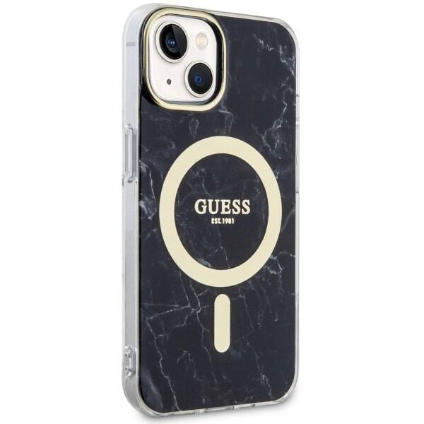 ETUI GUESS GOLDEN MARBLE MAGSAFE DO IPHONE 14 / 15 BLACK