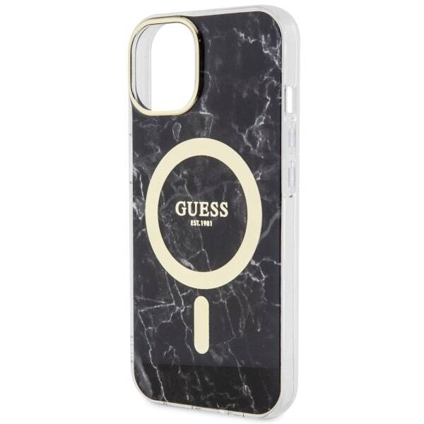 ETUI GUESS GOLDEN MARBLE MAGSAFE DO IPHONE 14 / 15 BLACK