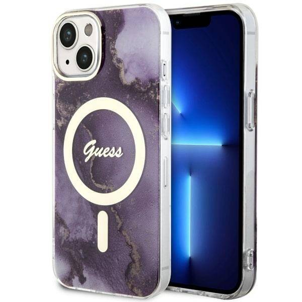 ETUI GUESS GOLDEN MARBLE MAGSAFE DO IPHONE 14 / 15 PURPLE