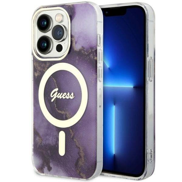 ETUI GUESS GOLDEN MARBLE MAGSAFE DO IPHONE 14 PRO PURPLE