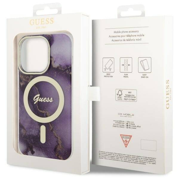 ETUI GUESS GOLDEN MARBLE MAGSAFE DO IPHONE 14 PRO PURPLE