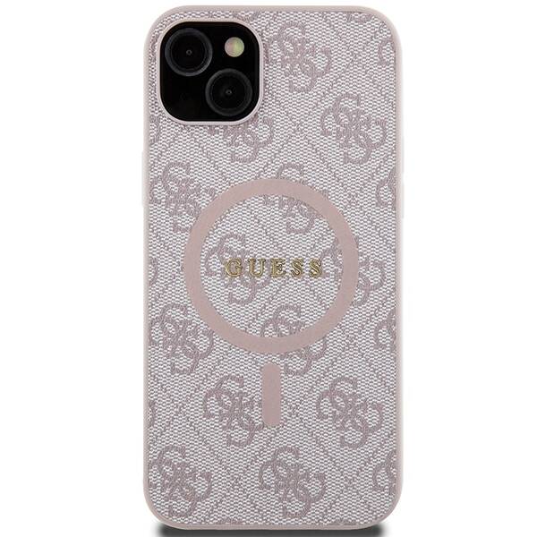 ETUI GUESS LEATHER METAL LOGO DO IPHONE 14 / 15 PINK