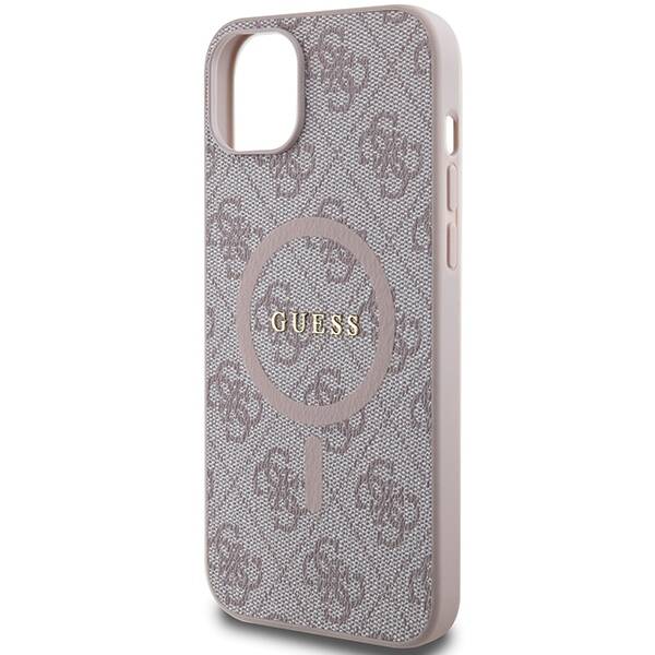 ETUI GUESS LEATHER METAL LOGO DO IPHONE 14 / 15 PINK