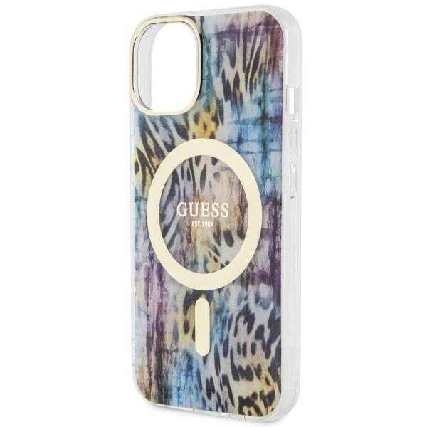 ETUI GUESS LEOPARD MAGSAFE DO IPHONE 14 / 15 BLUE