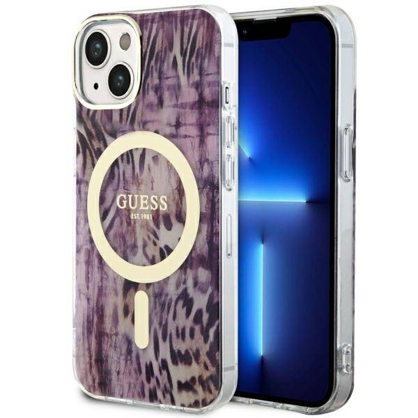 ETUI GUESS LEOPARD MAGSAFE DO IPHONE 14 / 15 PINK