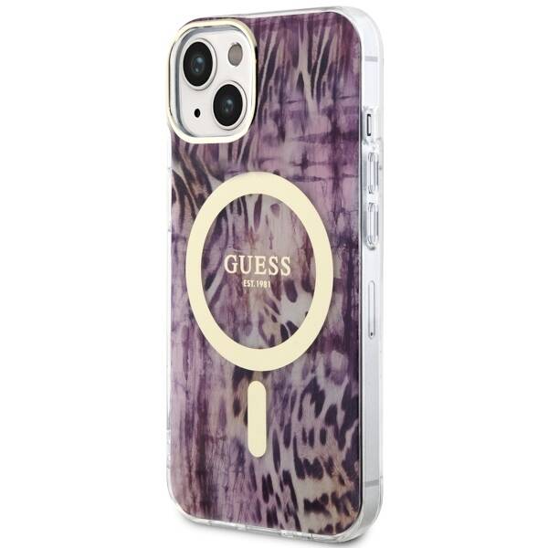 ETUI GUESS LEOPARD MAGSAFE DO IPHONE 14 / 15 PINK