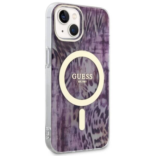 ETUI GUESS LEOPARD MAGSAFE DO IPHONE 14 / 15 PINK