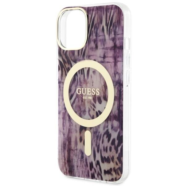 ETUI GUESS LEOPARD MAGSAFE DO IPHONE 14 / 15 PINK