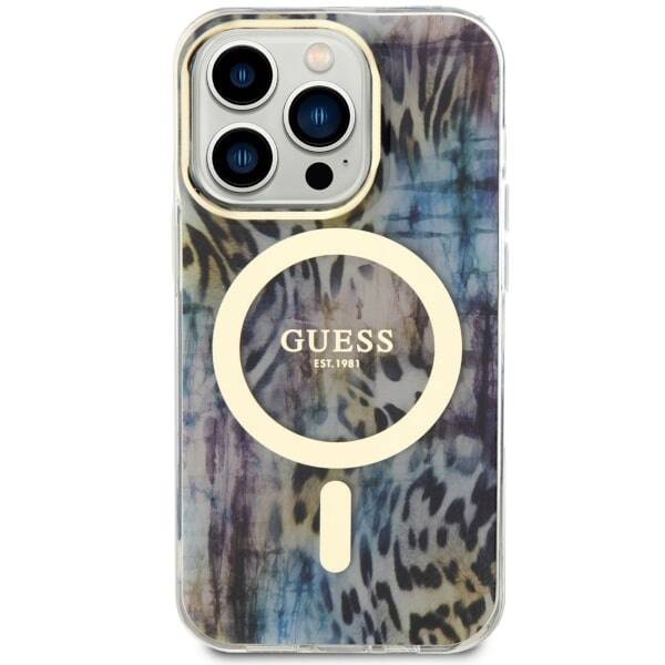 ETUI GUESS LEOPARD MAGSAFE DO IPHONE 14 PRO BLUE