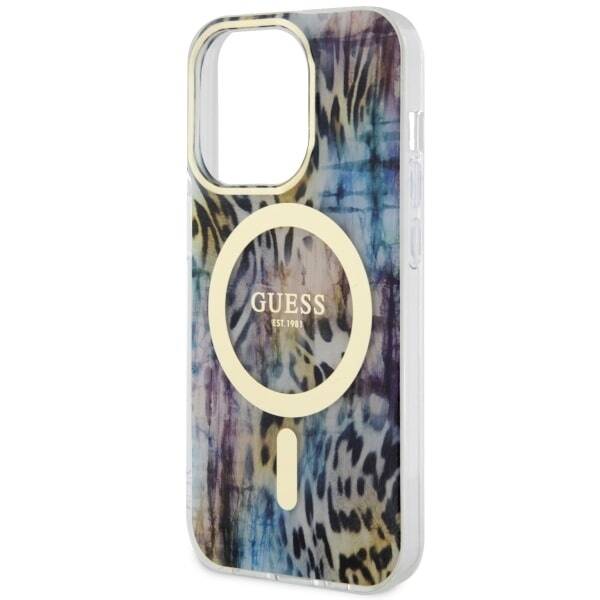 ETUI GUESS LEOPARD MAGSAFE DO IPHONE 14 PRO BLUE