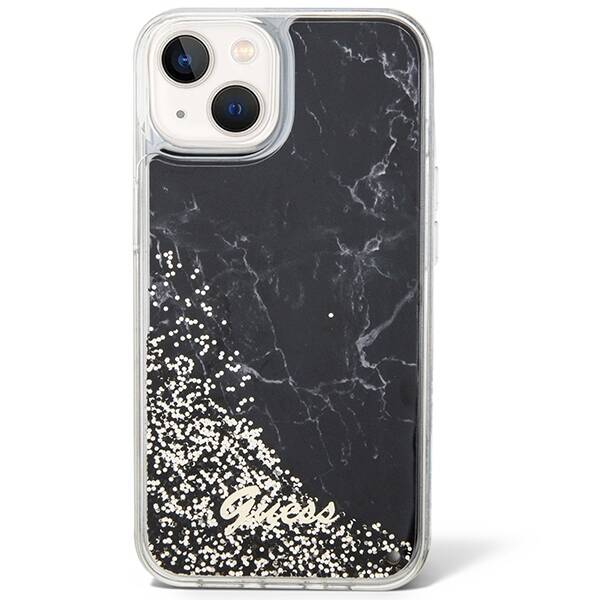 ETUI GUESS LIQUID GLITTER MARBLE DO IPHONE 14 / 15 BLACK