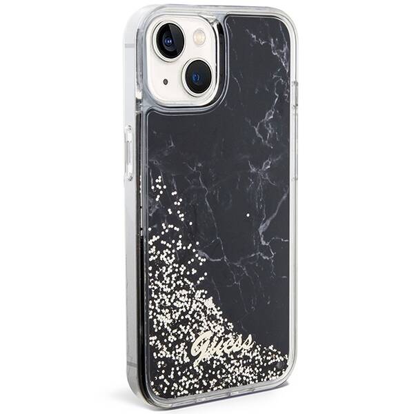 ETUI GUESS LIQUID GLITTER MARBLE DO IPHONE 14 / 15 BLACK