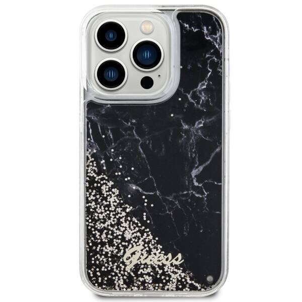 ETUI GUESS LIQUID GLITTER MARBLE DO IPHONE 14 PRO BLACK