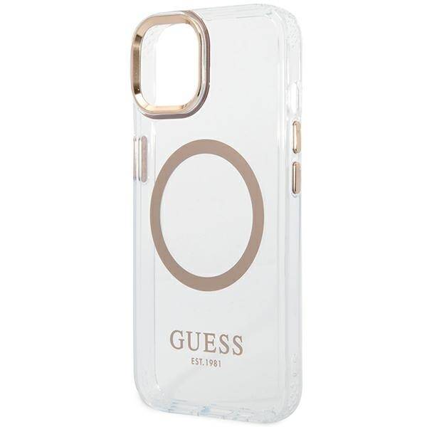 ETUI GUESS METAL OUTLINE MAGSAFE DO IPHONE 14 / 15 GOLD