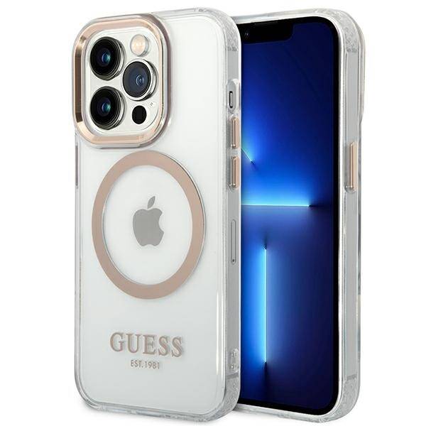 ETUI GUESS METAL OUTLINE MAGSAFE DO IPHONE 14 PRO GOLD