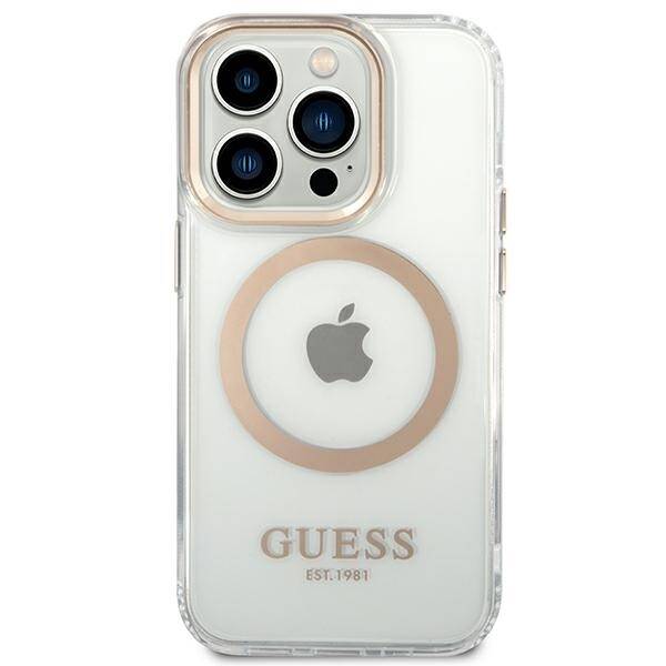 ETUI GUESS METAL OUTLINE MAGSAFE DO IPHONE 14 PRO GOLD