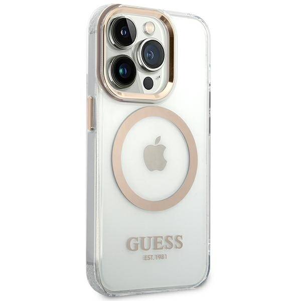 ETUI GUESS METAL OUTLINE MAGSAFE DO IPHONE 14 PRO GOLD