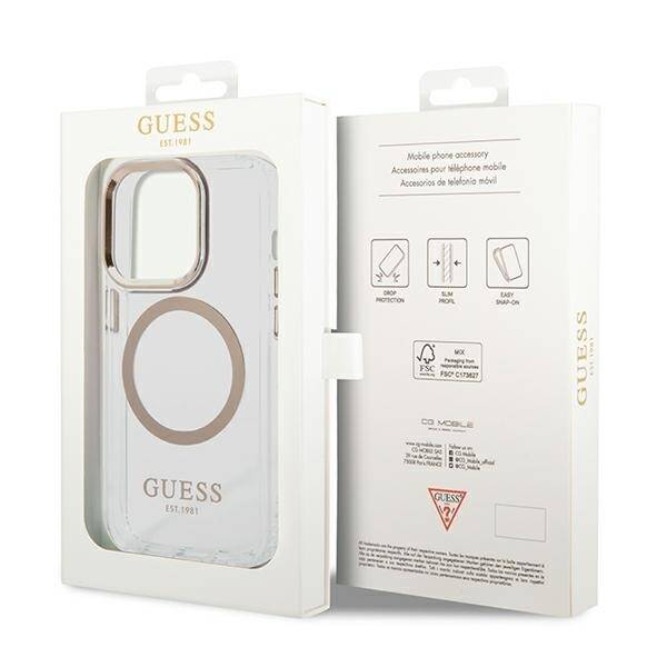 ETUI GUESS METAL OUTLINE MAGSAFE DO IPHONE 14 PRO GOLD