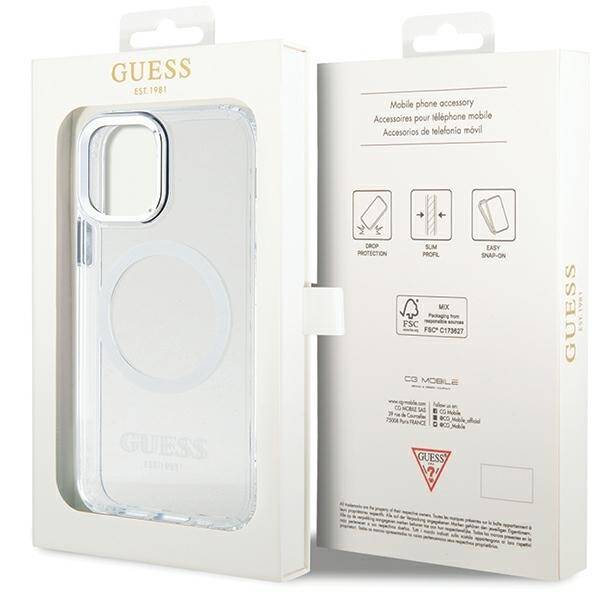 ETUI GUESS METAL OUTLINE MAGSAFE do IPHONE 12 / 12 PRO