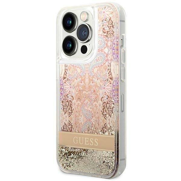 ETUI GUESS PAISLEY LIQUID GLITTER DO IPHONE 14 PRO MAX GOLD