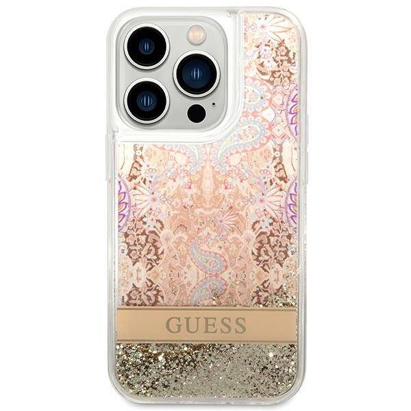 ETUI GUESS PAISLEY LIQUID GLITTER DO IPHONE 14 PRO MAX GOLD