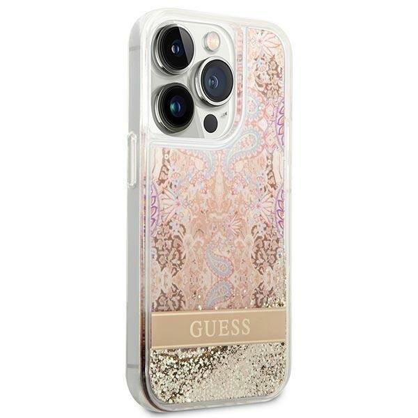 ETUI GUESS PAISLEY LIQUID GLITTER DO IPHONE 14 PRO MAX GOLD