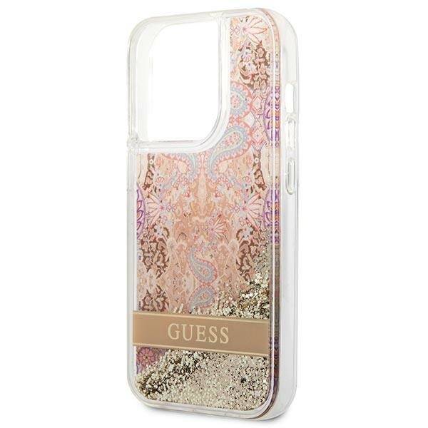 ETUI GUESS PAISLEY LIQUID GLITTER DO IPHONE 14 PRO MAX GOLD